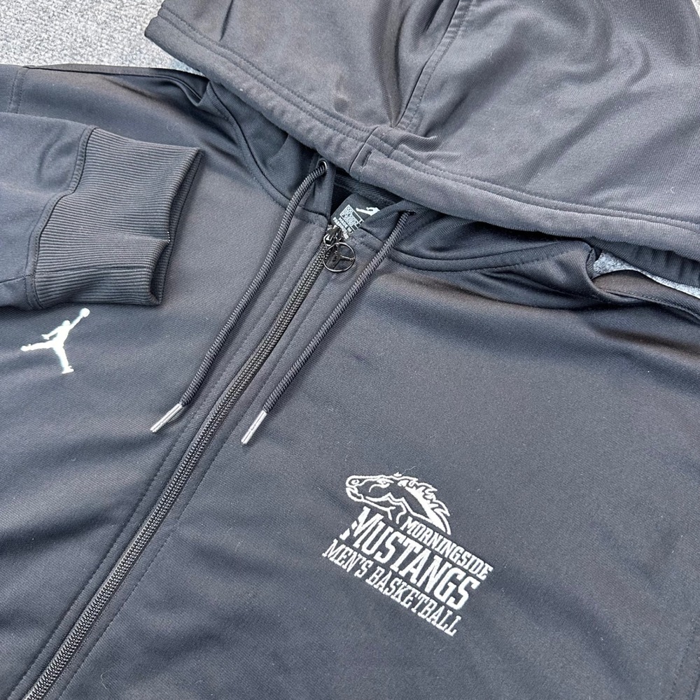 Jordan Morningside Mustangs Mens Basketball Full Zip Hoodie Black XXL